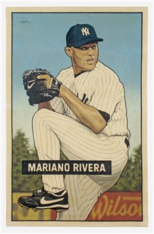 "A Baseball Card That Never Was: Mariano Rivera (1951 Bowman)" Original Canvas Artwork 26x40 by Arthur Miller